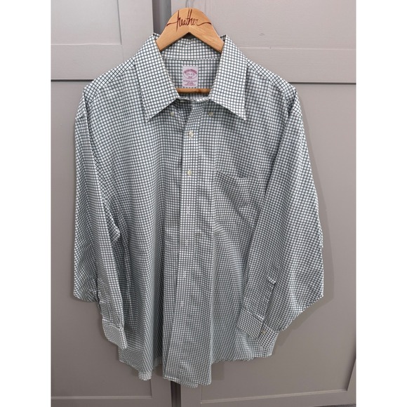 Brooks Brothers Other - Brooks Brothers 346 Mens 17.5 2/3 Non-Iron Cotton Check Button Down Shirt Green